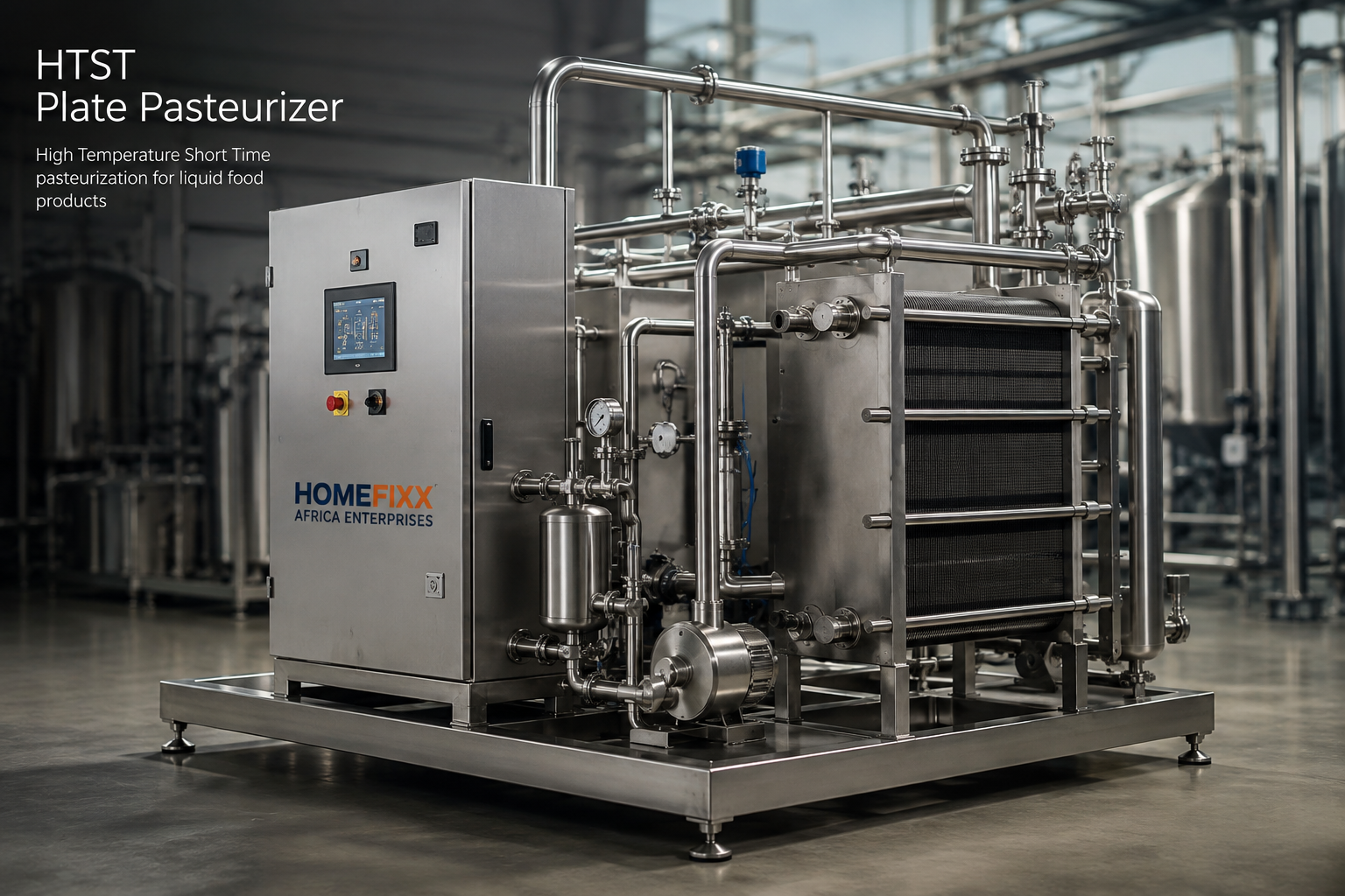 Industrial HTST pasteurizer — stainless steel